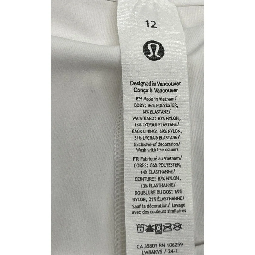 Lululemon Pleated Tennis Skirt White Built-in Shorts Athleisure Size 12 - Picture 5 of 6